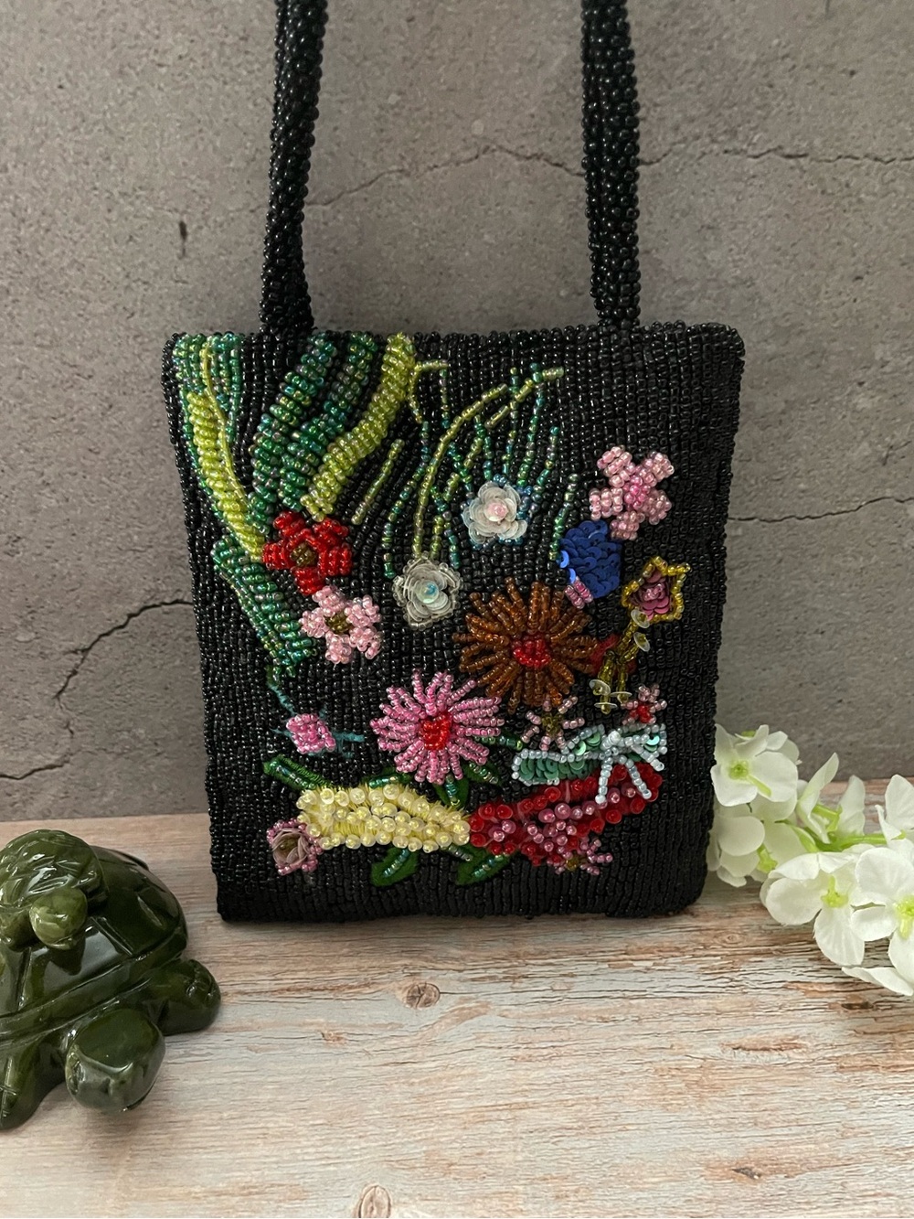 The Limited Vintage Handmade Beaded Floral Bag